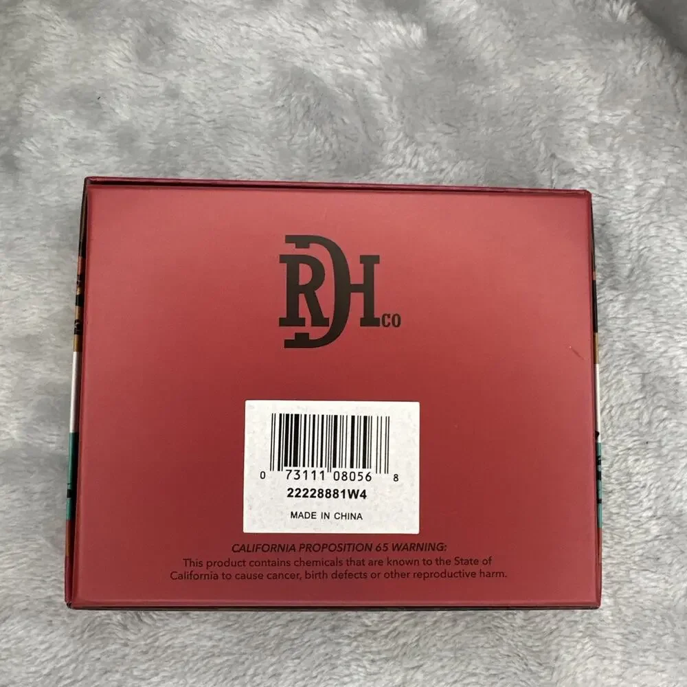 Red Dirt Hat Co Bifold‎ Wallet Leather Southwest Aztec Canvas Inlay Bison Grain